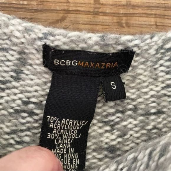 BCBGMAXAZRIA Wool blend Square neck thick knit Sweater Grey Size XS-S LIKE NEW - Picture 6 of 9
